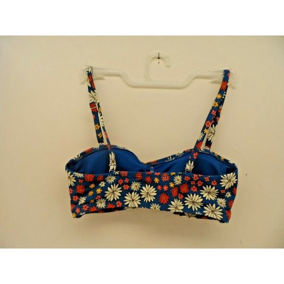 Adore Me Women's Bikini Top Wireless Strap 10197 Blue Flowers Size Large - Picture 2 of 3